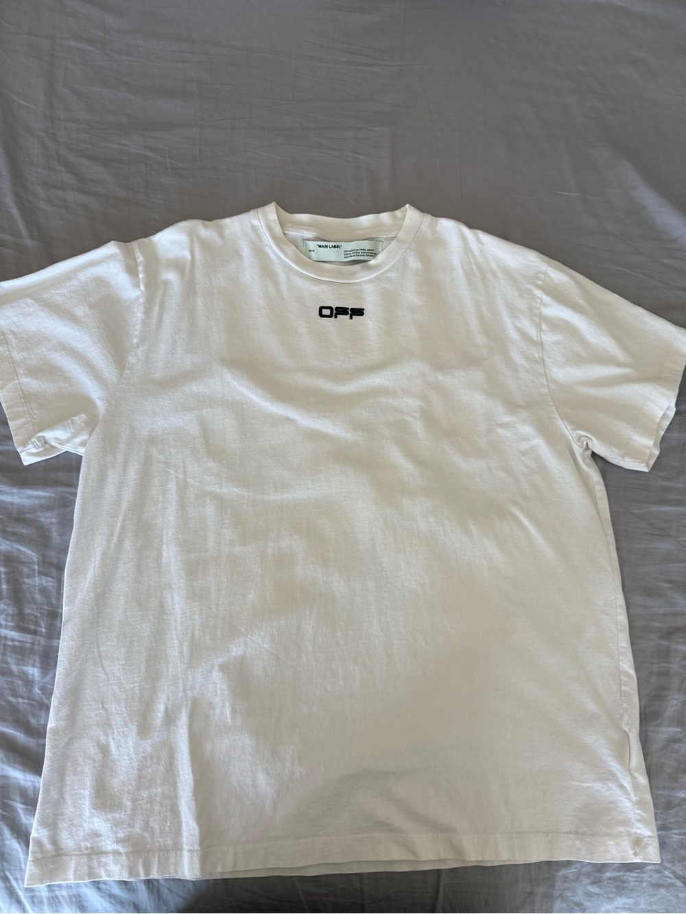Off-White White Crew Neck Men’s T-Shirt with Center Chest Logo